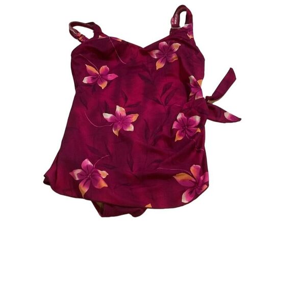 L.L. Bean Women's Pink Floral Tankini Set Size 12 Adjustable Straps Underwire​ - Picture 1 of 7